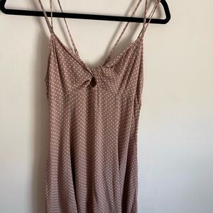 American Eagle Outfitters Brown Polka Dot Double‎ Spaghetti Strap Dress
